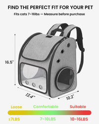 Expandable Cat Backpack Carrier for Small Cats/Dogs Airline Approved – Essentials for Dogs - Grey-Standard - image 2