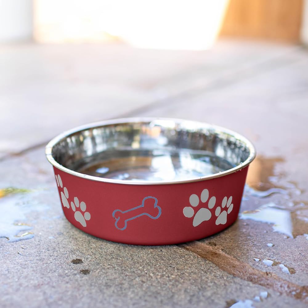 Loving Pets Bella Dog Bowls, Stainless Steel Dog & Cat Bowls - Merlot / Medium (20-35lbs) - image 3
