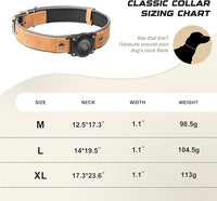 AirTag Dog Collar - Leather Dog Collar with Air Tag Holder | IPX8 Waterproof, Reflective, High - End, Adjustable Soft Padded | Dog GPS Tracker Collars Fit for Medium Large Dogs (Light Brown, M)