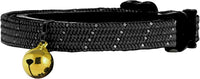 Reflective Breakaway Cat Collar with Bell, Safe Design - Black