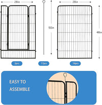 Dog Playpen,24 32 40 48 in(H) Pet Fence Outdoor for Rv Camping,Garden Fence Large Animal Barrie for Yard,11Ft(L)-56Ft(L) Black Metal Temporary Fencing