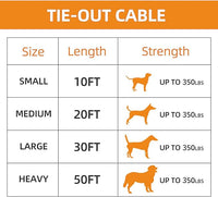 Dog tie Out Cable, 10/20/25/30/50/70/100 feet, Suitable for Dogs up to 350 pounds, Dog Cable with Swivel Buckle, Lightweight, Non-Winding, for Outdoor Camping, Yard Dog Cable (Orange, 70FT)
