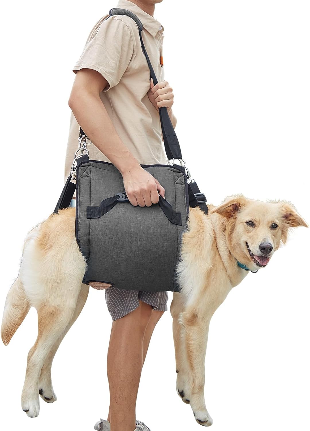 COODEO Dog Carry Sling, Emergency Backpack Pet Legs Support & Rehabilitation Dog Lift Harness - Black / X-Large