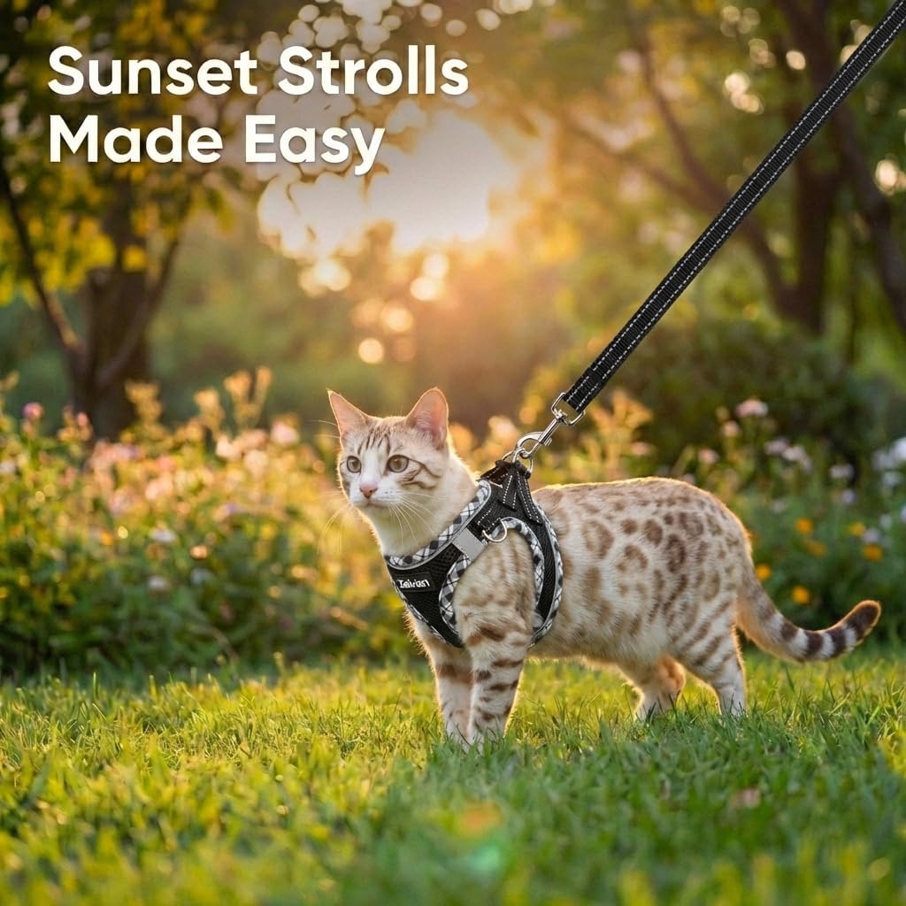 Escape Proof Cat Harness and Leash, Adjustable Vest - Black / XS - image 2