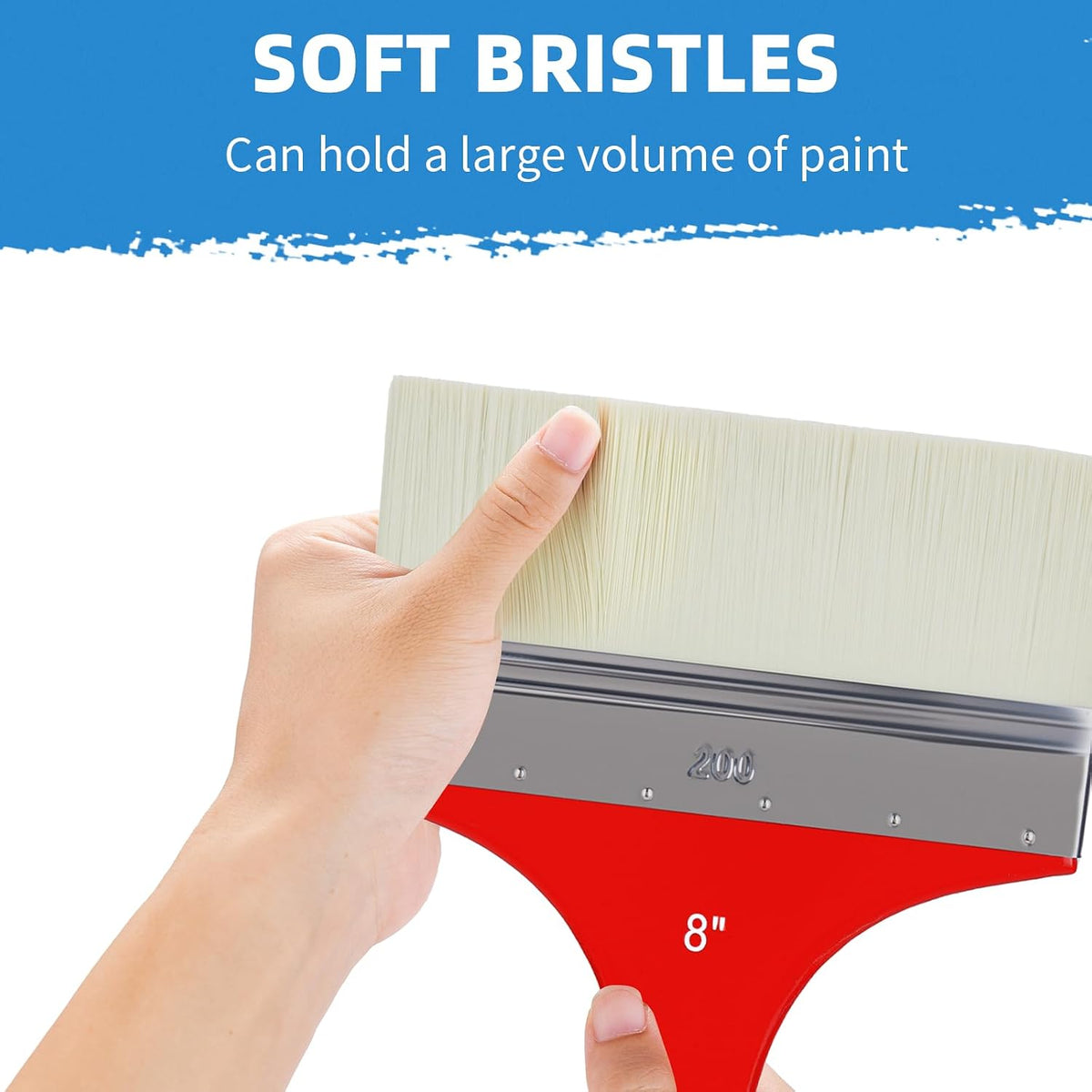 Falling in Art large 8 inch flat paddle paint brush with stainless steel ferrule - view 19