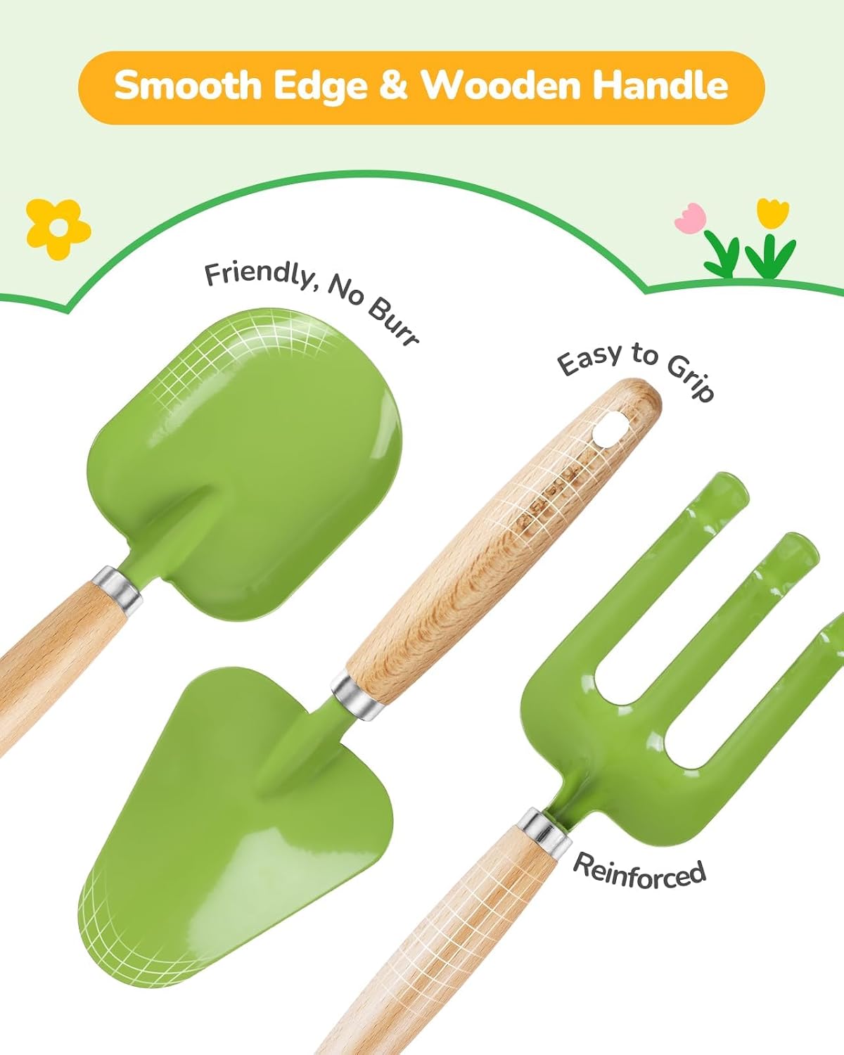 Grenebo 8-Piece Kids Gardening Set with Garden Tools for Kids - A-green - image 3