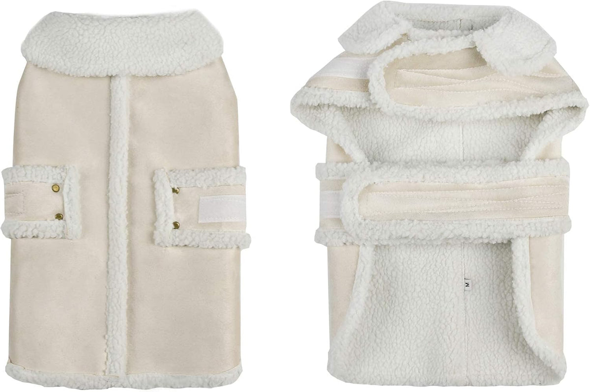 Dog Winter Jacket, Warm Windproof Dog Sweaters for Small Dogs - Beige / Large(30.8lb-41.9lb)