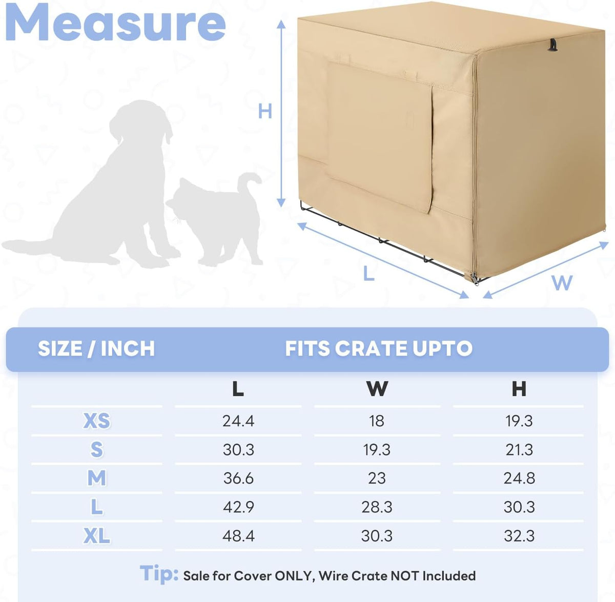 Dog Crate Cover, Kennel Covers Fit for 30 Inch Dogs Crate - Beige (with window) / 24 Inch - image 4