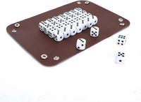 ImnBest set of six black felt-lined leather dice cups with 30 dice and faux leather storage case - view 3