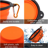 Dog Bowl Pet Collapsible Bowls - Small / Orange+Pink - image 4