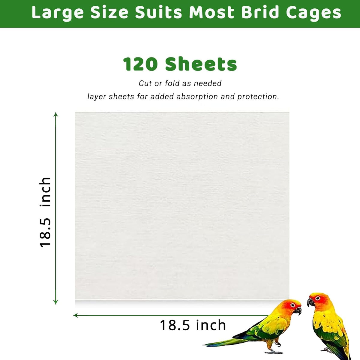 ZIQON 120 Pcs Bird Cage Liner Papers Big Size Cage Paper Liners - 18.5*18.5 inch / White - image 2