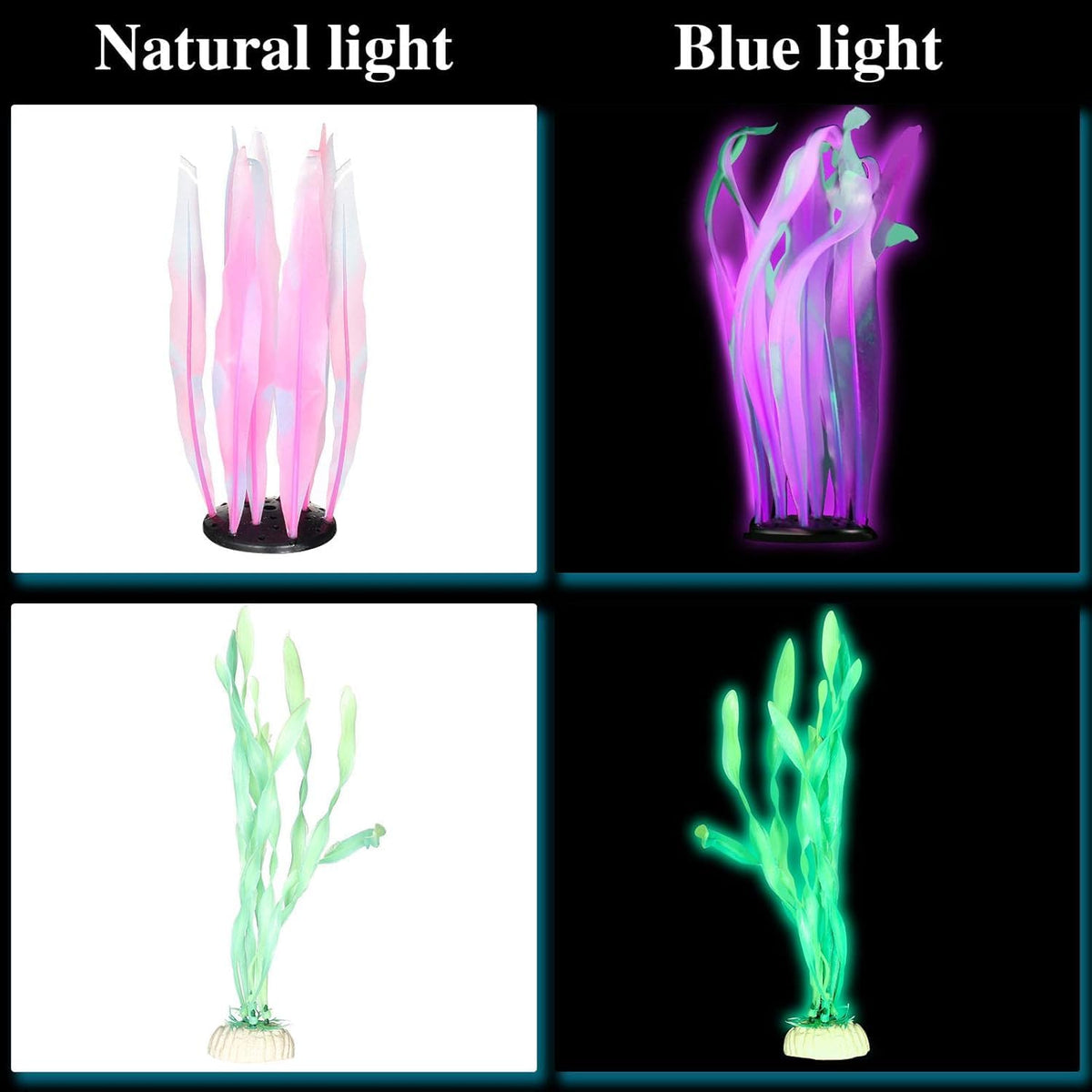 Frienda 8 Pcs Glowing Aquarium Fish Tank Decorations, Blue, Pink – Essentials for Fish - Yellow, Pink - image 2