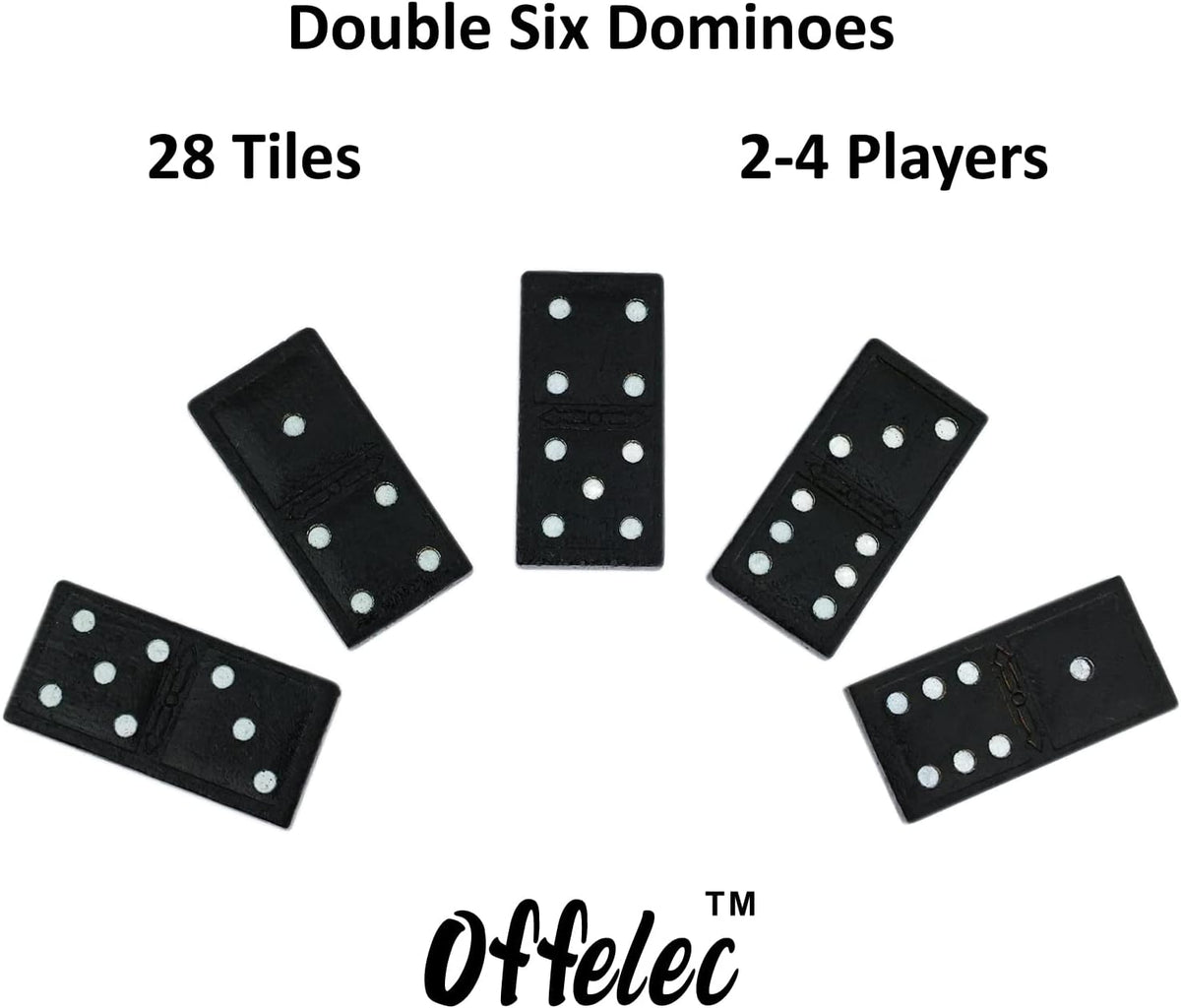 Offelec Double Six Dominoes Set - Double 6 Black Dominoes - image 2