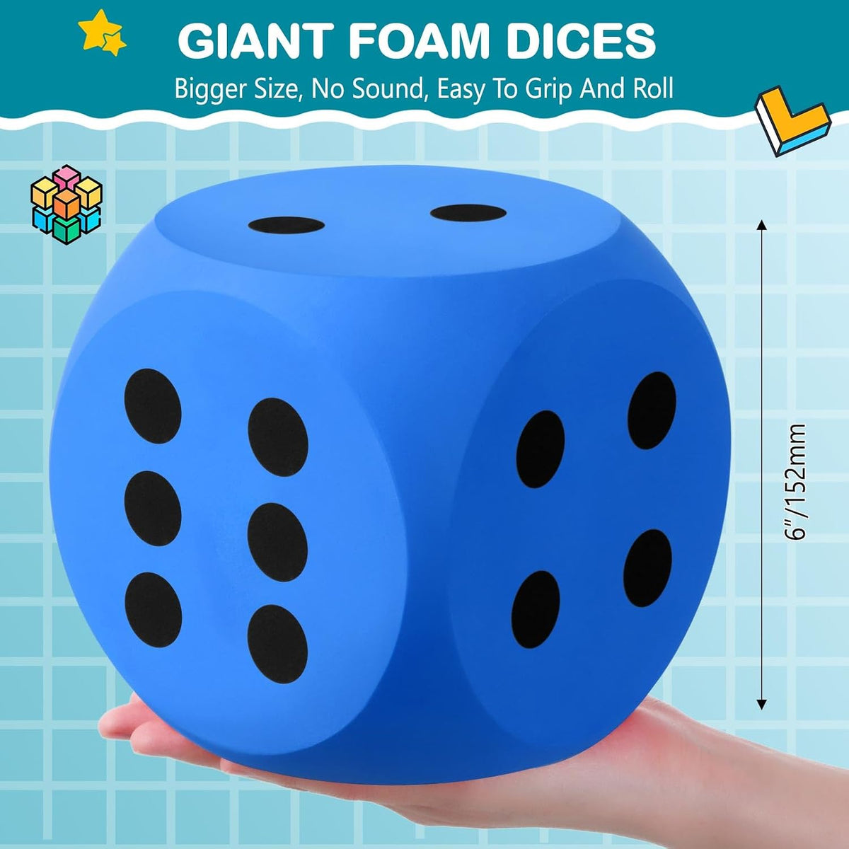 Shappy 6 Inch Foam Dice Big Dice Jumbo Large Cube, 1 Pc - Blue / 1 - image 2