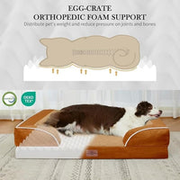 Comfort Expression Large Dog Beds Waterproof Orthopedic Foam Dog Sofa Beds Comfy Pet Bed with Washable Removable Cover & Non-Slip Bottom(Large,Caramel)
