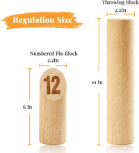 Aivalas wooden numbered block toss game with 12 pins, baton and scoreboard - view 2