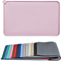 AUDWUD Waterproof Silicone Pet Feeding Mats - Peach Pink / 24" x 16"
