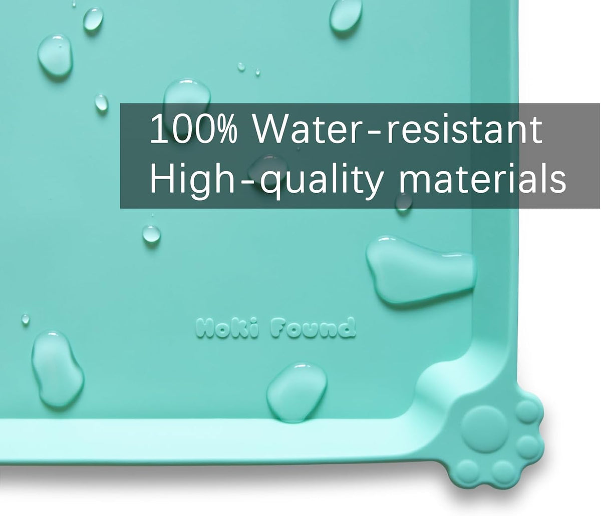 Hoki Found -Waterproof Pet Feeding Mats with High Lips - 22"L x 14"W / CoolMint - image 3