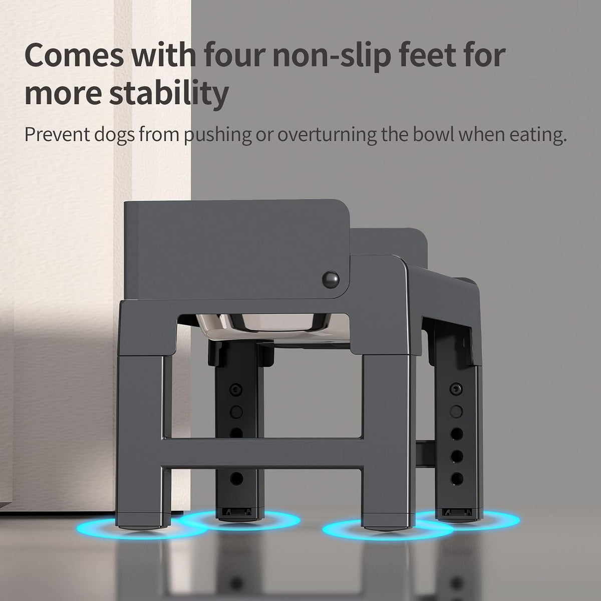 Elevated Dog Bowls for Medium and Large Dogs - 1 Slow Feeder Bowl + 1 Stainless Steel Bowl / Black - image 4