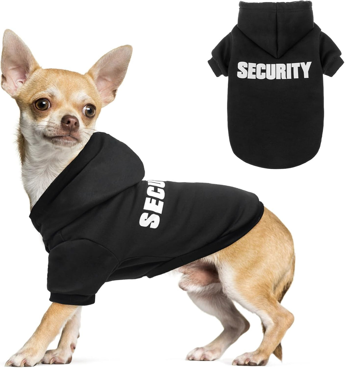 Security Dog Hoodie for Small Medium Large Dogs Boys Girls – Essentials for Dogs - #1 Black (SECURITY Printed) / X-Small