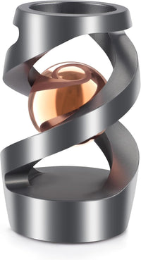 DOLASEV kinetic spinning desk toy in CNC machined metal, rose gold