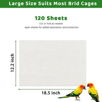 ZIQON 120 Pcs Bird Cage Liner Papers Big Size Cage Paper Liners - 18.5*12.2 / White - image 2