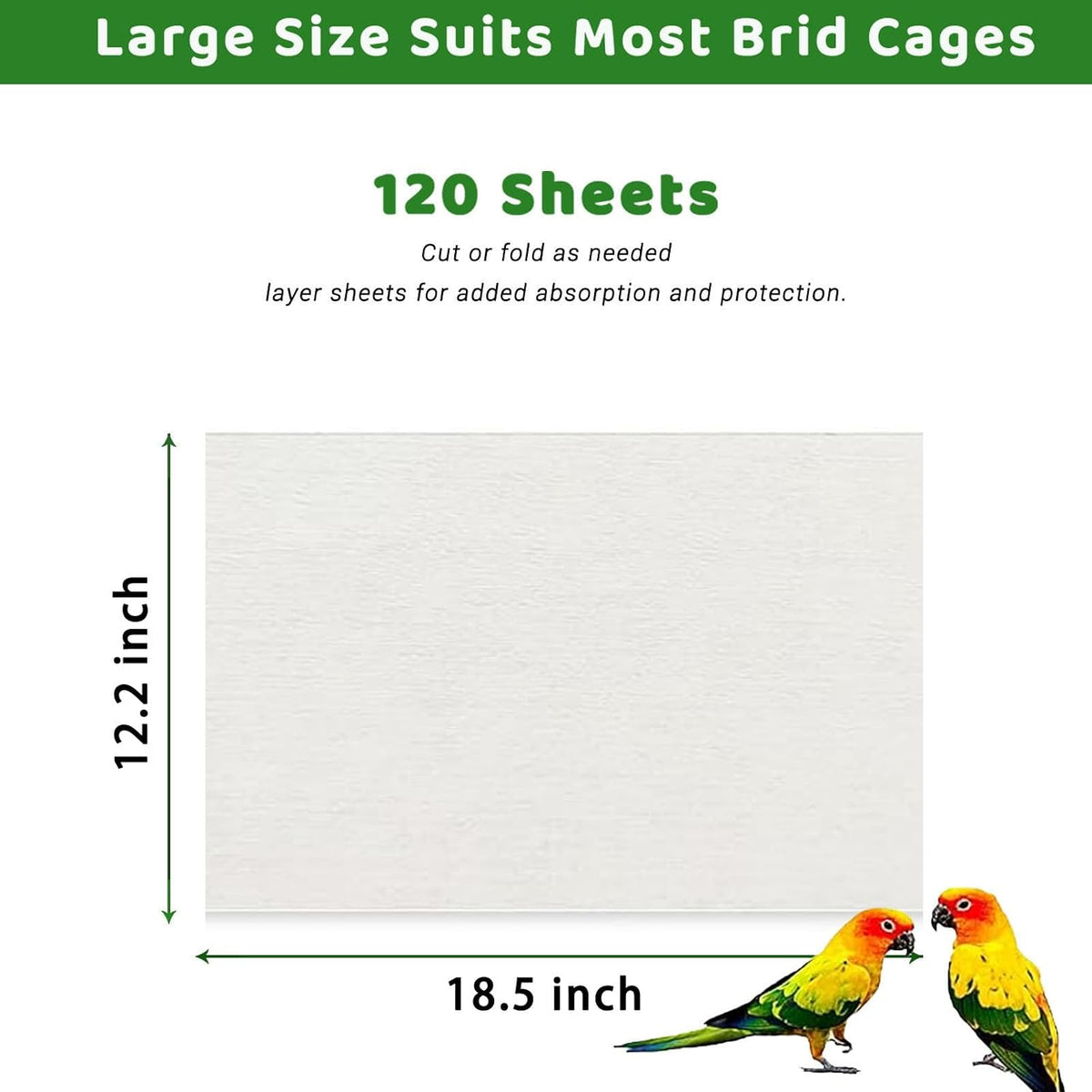 ZIQON 120 Pcs Bird Cage Liner Papers Big Size Cage Paper Liners - 18.5*12.2 / White - image 2