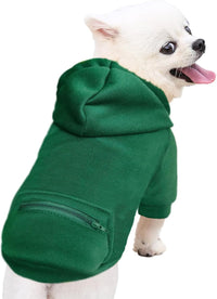 Dog Hoodies for Small Dogs with Zipper Pocket - Green / X-Large - image 2