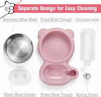 Cat food and water bowl set with 17 oz water dispenser and stainless-steel bowl - view 3