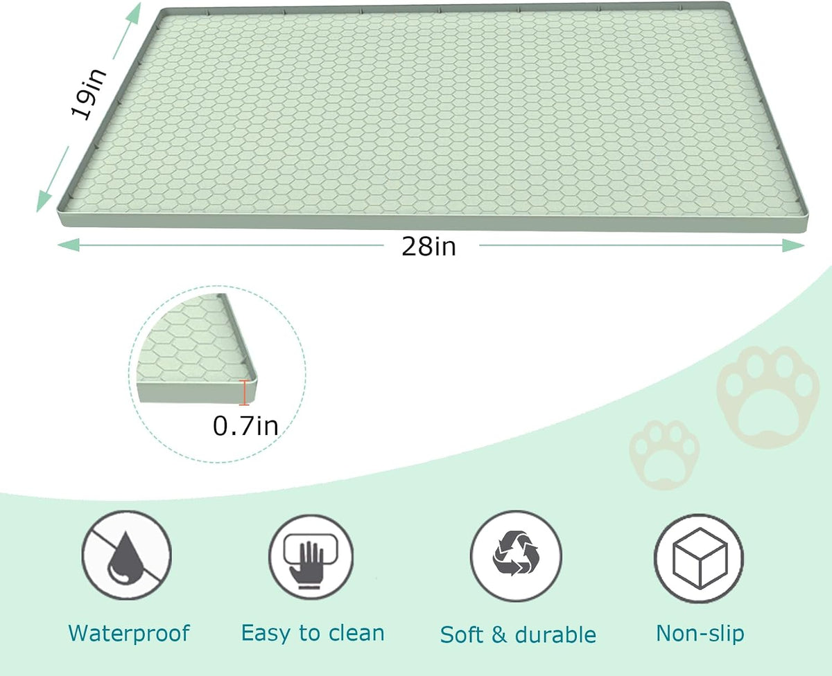 Cat Litter Mat, Silicone Large Cat Mat for Litter Box - 28"L x19"W / Green - image 2