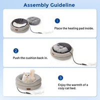 ZOMISlA Heated Cat Bed for Indoor Cats - 21 x 21 x 8 in / Grey - image 2