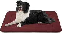 Large Dog Bed Soft Dog Crate Pad Mat 42 in Non-Slip Bottom Washable - 36.0"L x 23.0"W x 1.2"Th / Dark Red
