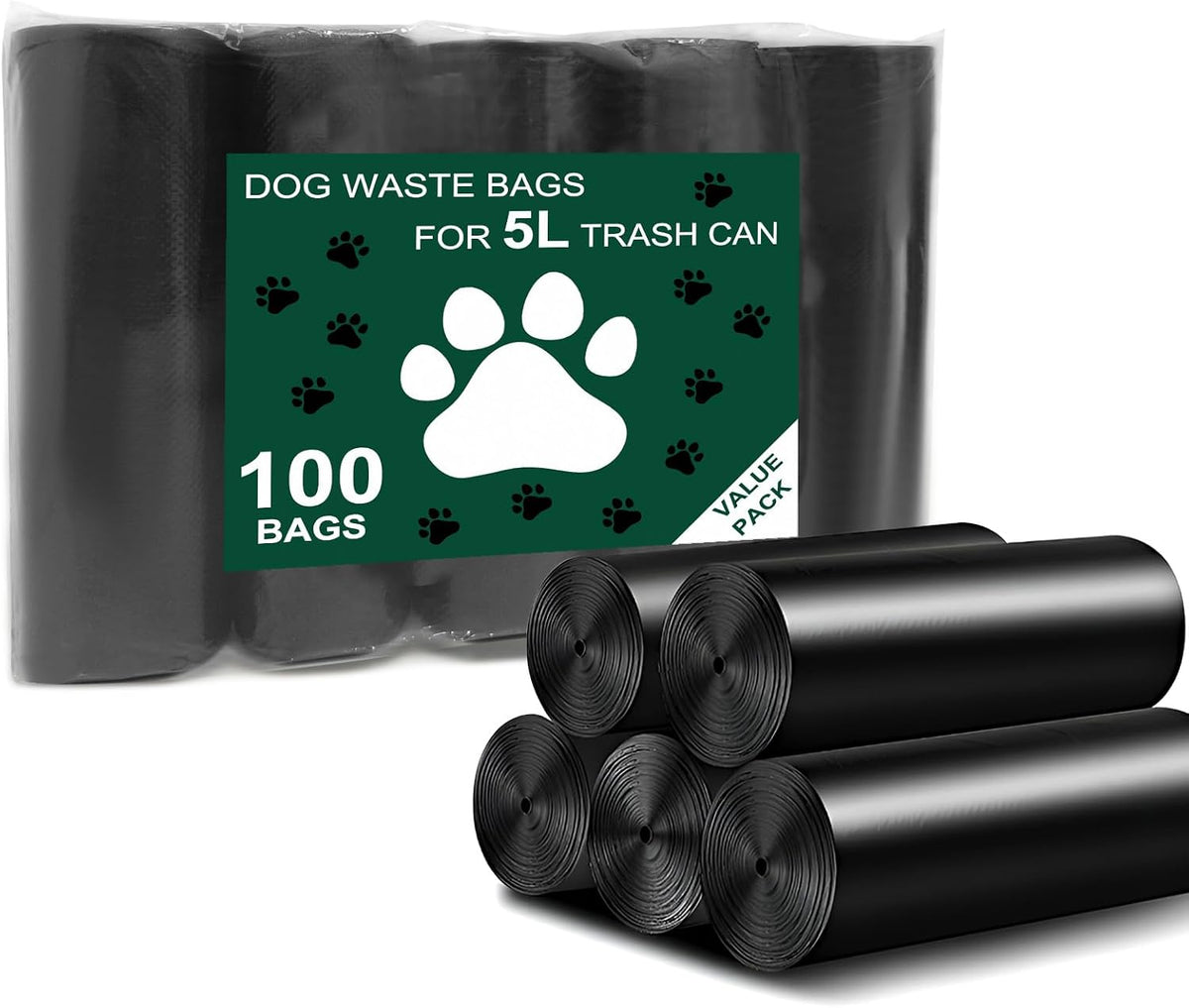 Dog Waste Bags - 100 Pcs Dog Poop Bags for 5L Dog Poop Trash Can Outside – Essentials for Dogs - 1 Count (Pack of 100)