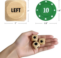 Bilywey Left Right Dice Game Set with 3 Dices + 36 Black Chips – Fun for Kids & Family - Wood Set - image 4