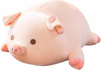 CHDGIOHA 15.7 inch pink kawaii pig stuffed animal plush pillow with round eyes