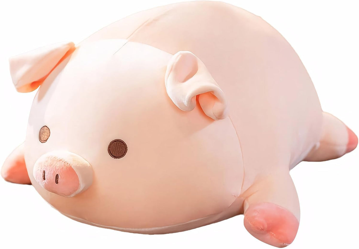CHDGIOHA 15.7 inch pink kawaii pig stuffed animal plush pillow with round eyes