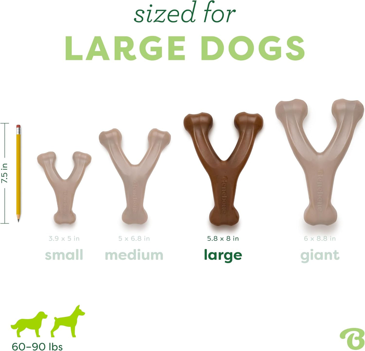 Benebone Wishbone Dog Chew Toy for Aggressive Chewers - REAL Peanut / Large - image 3