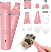 Veeconn 4 in 1 Dog Clippers Grooming Kit with Paw Hair Trimmer - Pink