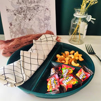 9" Unbreakable Divided Plates Set of 5, Wheat Straw Plate Reusable Dinnerware Portion Control Plate, Round Bariatric Plastic Plate for Kids Adults, BPA-free, Dishwasher Safe