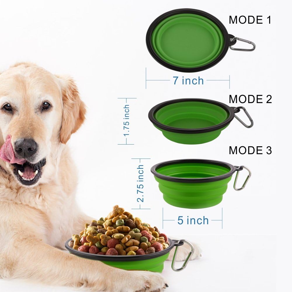 Large Collapsible Dog Bowls - Large,34oz / 34oz-Green&Blue - image 4
