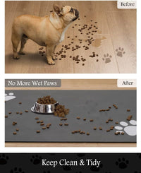 PADOOR Pet Feeding Mat-Absorbent Dog Mat for Food and Water Bowl-No - 16"x24" / Dark Grey - image 3