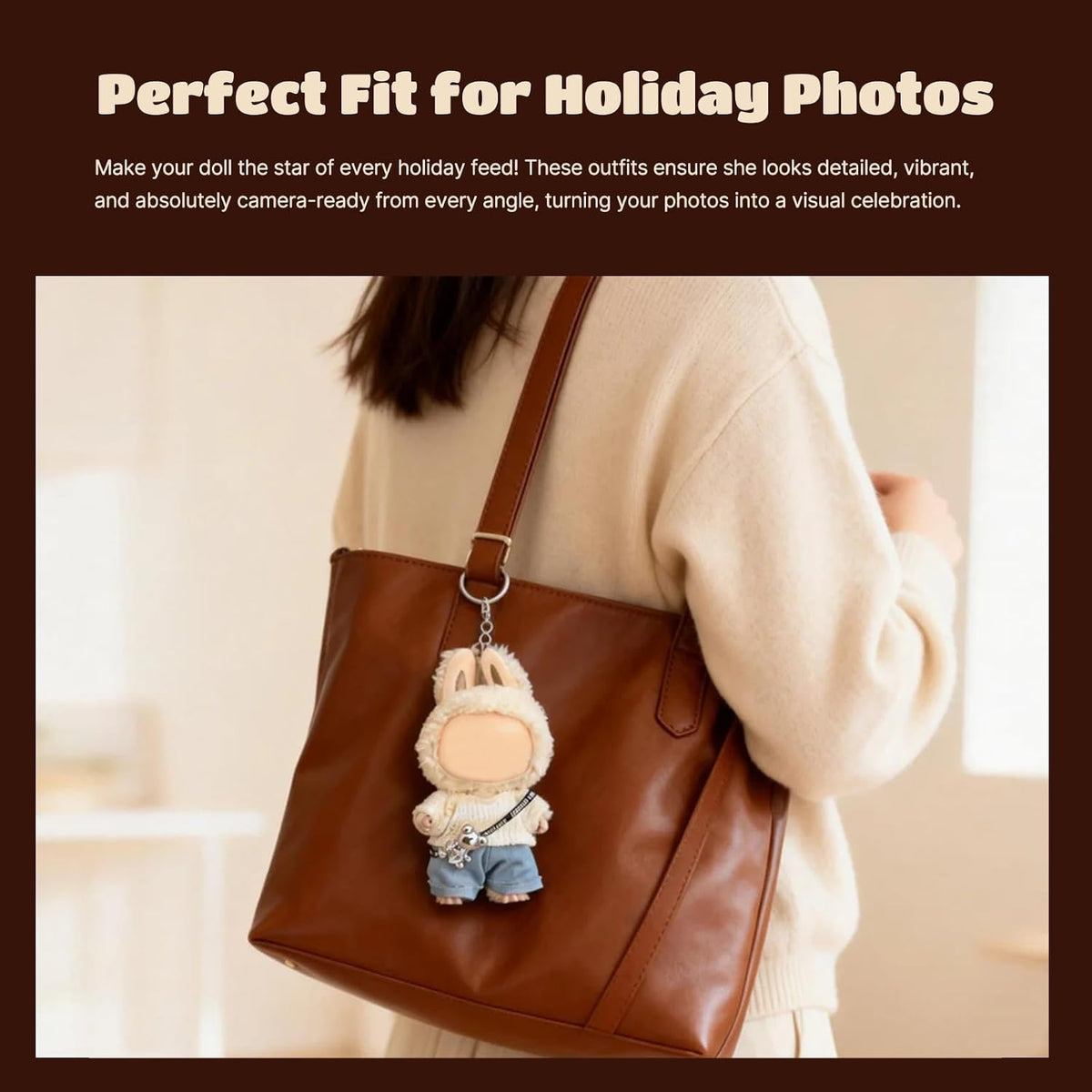 17cm Doll Clothes, Cute Dolls Outfit Accessories with Sweater + Denim Jeans + Pants, Small Kawaii - Style 4 - image 2