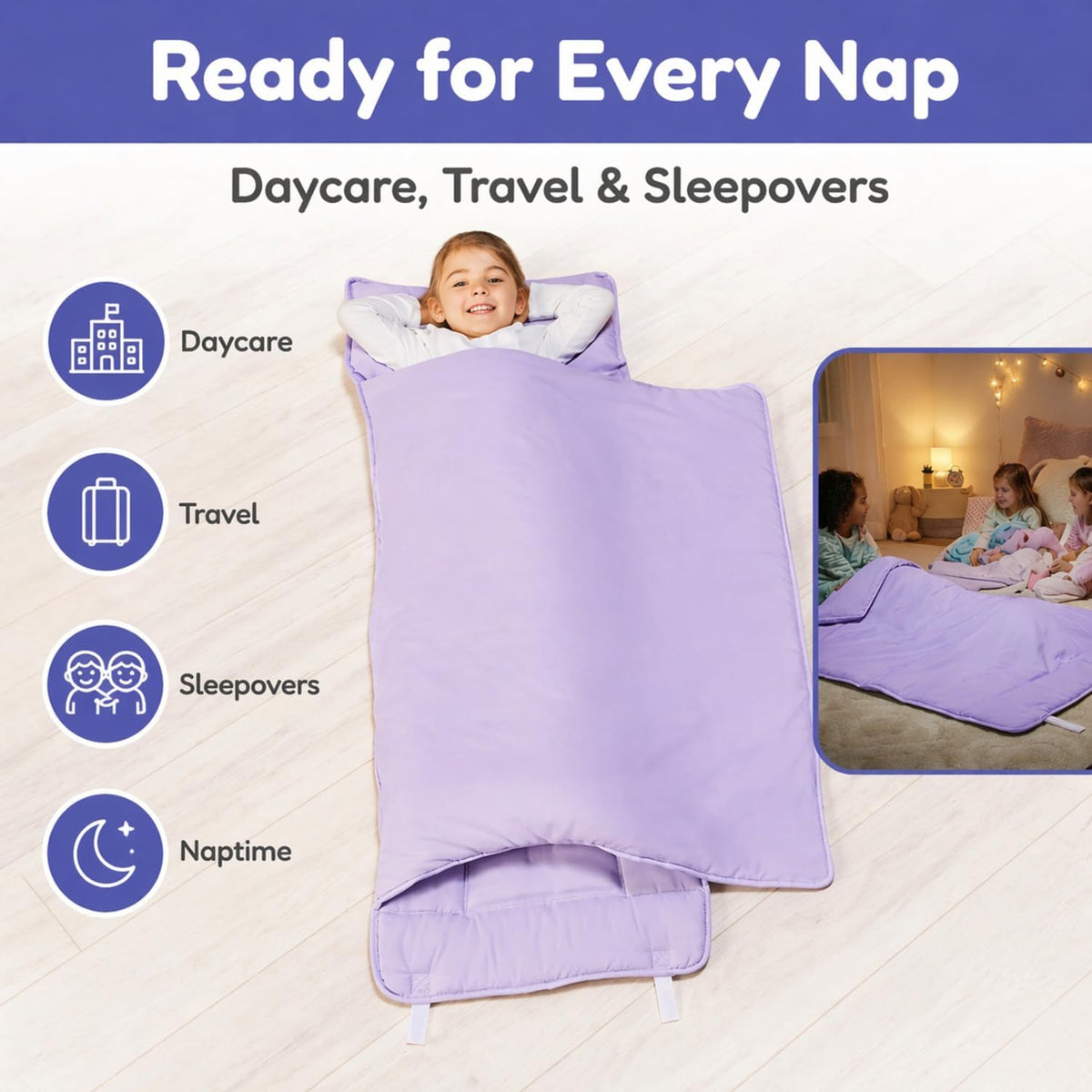 EVERYDAY KIDS Born to Dance Ballerina toddler nap mat with removable pillow and attached blanket - view 12