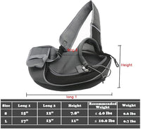 Pet Dog Sling Carrier, Breathable Mesh Portable Travel Safe Pet Sling Shoulder Bag Carrier with Adjustable Non-Slip Shoulder Strap for Small Dogs Cats Puppy (Large, Black)