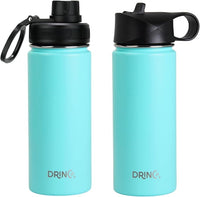 DRINCO Stainless Steel Water Bottle Spout Lid Vacuum Insulated Double Wall Water Bottle Wide Mouth (40oz 32oz 22oz 18oz 14oz) Leak Proof Keeps Cold or Hot (18 oz, 18oz Teal)