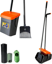 46" Pooper Scooper Swivel Bin & Rake for Large Small Dogs with Bag - Orange