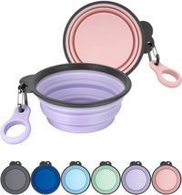 2 Pack Collapsible Dog Bowls with Bottle Carrier – Essentials for Dogs - Small (Pack of 2) / 4. Light Violet & Pink