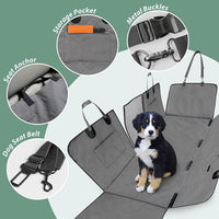 Dog Car Seat Cover for Back Seats 100% Waterproof with Metal Buckle Mesh Window Scratch Proof Heavy Duty Rear Backseat Protector Hammock for Pet, SUV Truck Vehicle Accessories, 54" x 58", Grey