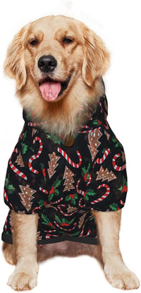 Christmas Tree Black Hoodie,Christmas Cosplay Dog Clothes with Pocket and Hat Winter Clothes Sweaters XXX-Large