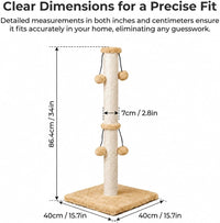 Dimaka 29in Cat Scratching Post - Light Brown / 34 inches for Large Cats - image 2